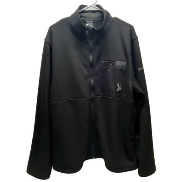 Spyder Bonded Fleece Jacket Men's XL Black Full Zip Outdoor Sportwear $129 MSRP - Picture 1 of 5